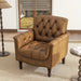 Upholstered Faux Leather Armchair With Nailhead Trims