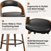 Swivel Bar Stools Set of 2, 26" Counter Height Bentwood Barstool | Mid-Century Modern PU Leather Upholstered Bar Chair with Back and Footrest, for Kitchen Island, Bar, Dining Room, Cafe, Black