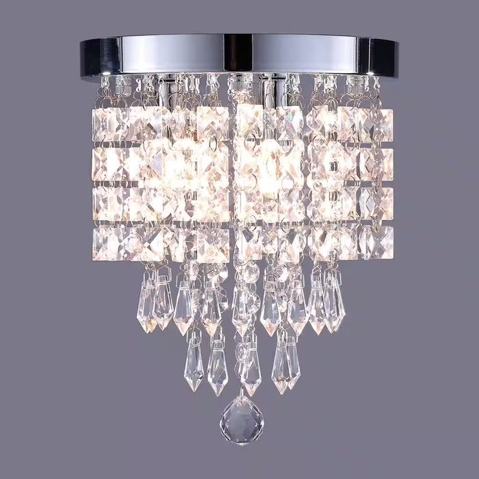 8.7 In. 3-Light Chrome Flush Mount Chandelier with K9 Crystals