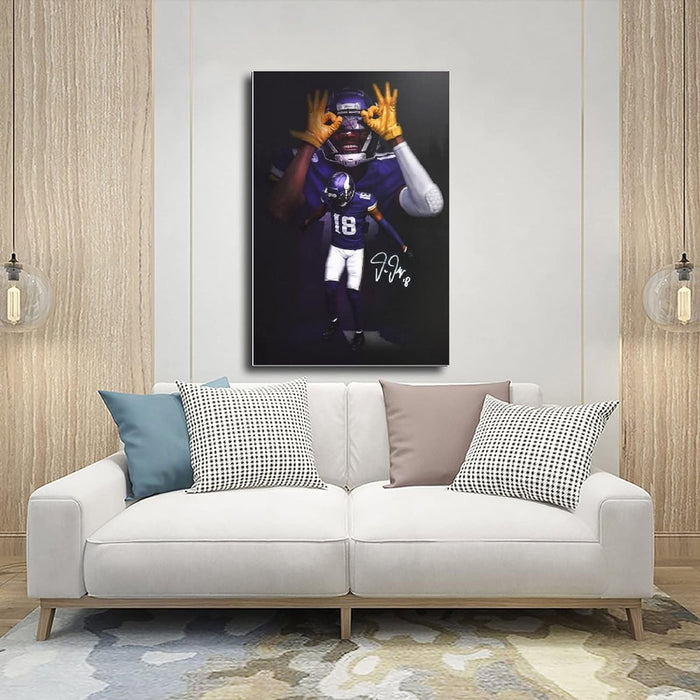 Sports Poster Justin Jefferson Canvas Poster Wall Art Decor Print Picture Paintings for Living Room Bedroom Decoration Unframe: 12X18Inch(30X45Cm)