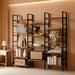 Bookcases and Bookshelves Triple Wide 5 Tiers Industrial Bookshelf, Large Etagere Bookshelf Open Display Shelves with Metal Frame for Living Room Bedroom Home Office