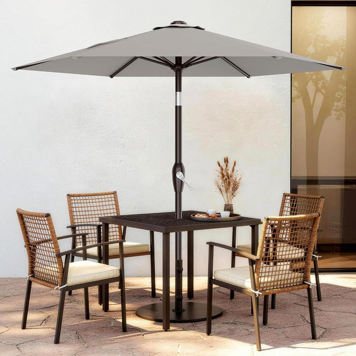 7.5FT Patio Umbrella Table Market Umbrella with 6 Sturdy Ribs, Button Tilt/Crank Heavy-Duty round Outdoor Umbrellas for Garden, Deck, Backyard,And Pool, Foggy Gray