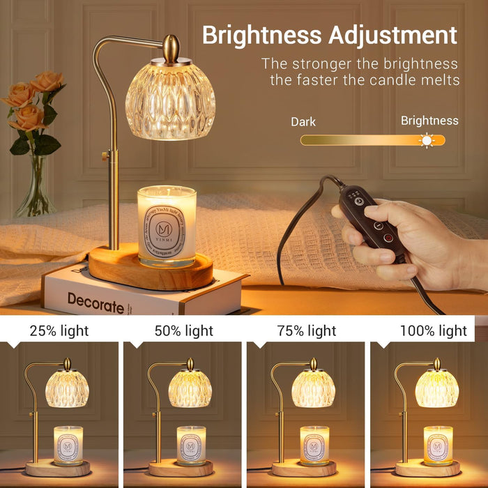 Candle Warmer, Candle Warmer Lamp with Timer & Dimmer Height Adjustable Scented Candles, with 2 * 50W Bulbs for Home Decor Mothers Day(Gold)