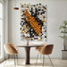 Orange and White​​ Mosaic Wall Art Wood Wall Art Wooden Wall Decor Large Wall Decor Creative Wood Block Decorative Painting for Office Living Room 27.6" X 39.4"