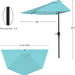 Half Umbrella Outdoor Patio Shade - 9 Ft Patio Umbrella with Easy Crank - Small Canopy for Balcony, Table, or Deck (Brilliant Blue)