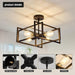 4-Lights Close to Ceiling Light，Black Light Fixture Industrial Flush Mount Ceiling Light ，Farmhouse Chandelier Lighting for Kitchen Island Dining Room Bedroom Foyer Hallway