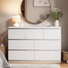 Modern White 7 Drawer Dresser for Bedroom, Simply Chest of Drawers, Wood Storage Dresser with Deep Drawers for Living Room Hallway Entryway, White
