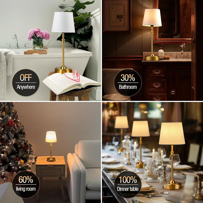 Cordless Table Lamp 4000mAh Stepless Dimmable Gold