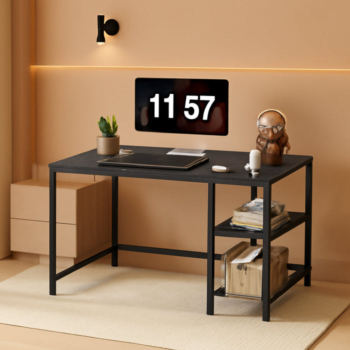 Computer Desk 40 Inches with 2-Tier Shelves Sturdy Home Office Desk with Large Storage Space Modern Gaming Desk Study Writing Laptop Table, Black Marbling (Black Marbling, 40)