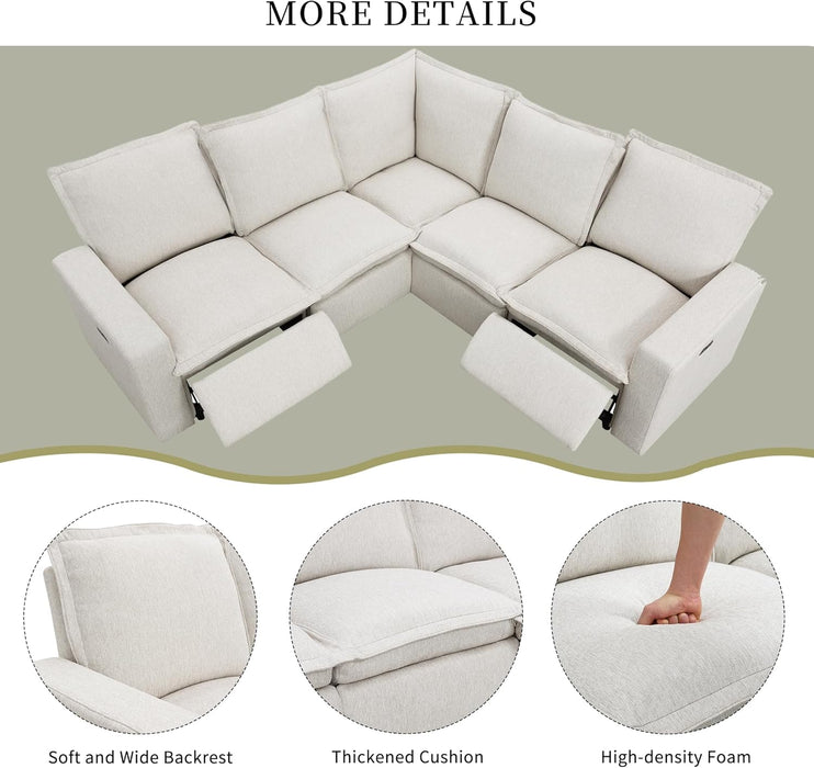 Symmetrical Power Reclining Sectional Sofa L-Shaped