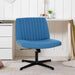 Criss Cross Chair,Armless Cross Legged Office Chair,Wide Comfty Desk Chair with No Wheels Modern Height Adjustable,Swivel Fabric Vanity Chair Computer Task Chair (Pack of 1, Dark Blue)