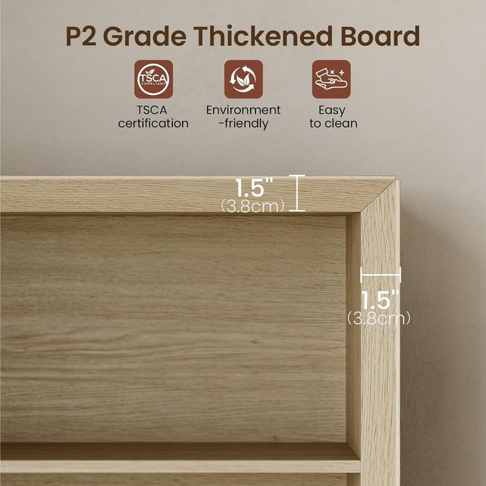 72" Tall Bookcase, 6-Tier Open Bookshelf with Adjustable Shelves, Wooden Floor Standing Display Storage Shelves for Living Room, Home Office, Study Room, Natural Wood