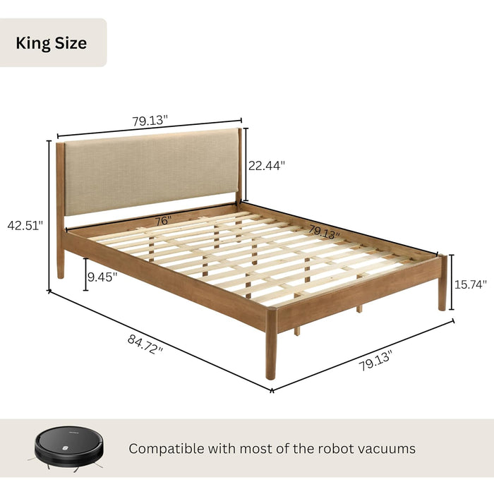 Vichy Rubberwood Platform Bed in Light Walnut, King