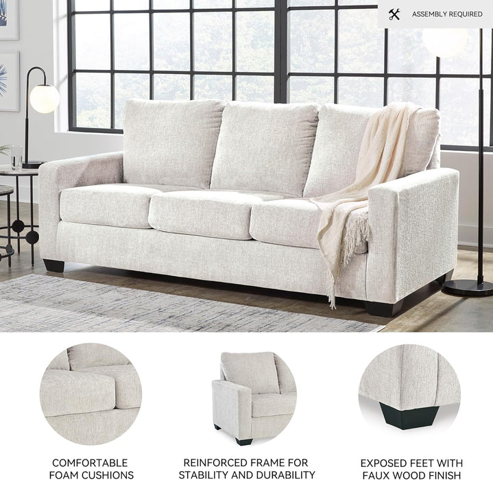 White Queen Upholstered Sleeper Sofa With GelMemoryFoam