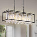 35.4 Inch Black Crystal Pendant Chandelier Dimmable