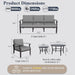 Aluminum Patio Furniture Set with round Coffee Tables, 5-Seat Outdoor Sectional Furniture W/5.1" Cushions, Patio Conversation Set for Porch, Backyard, Poolside-Grey