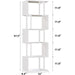 White Geometric Bookshelf 6 Tier S-Shaped Bookcase, Tall Modern Display Storage Shelf, Metal and Wood Decorative Freestanding Room Divider Shelves for Bedroom, Living Room, Office
