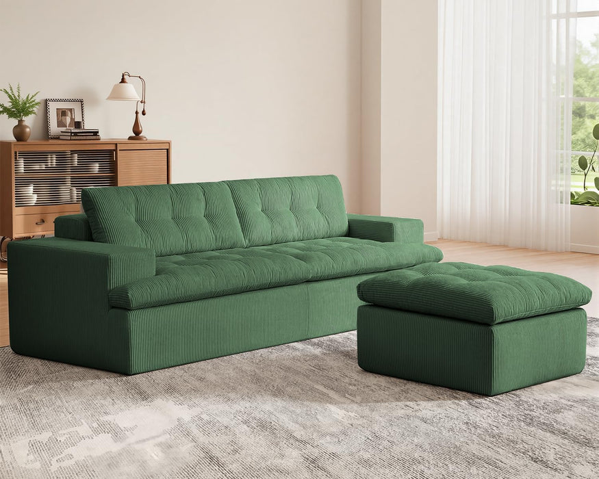 Emerald Green Modularized Sectional Sofa With Ottoman
