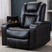 Black Leather Recliner with USB & Cup Holders