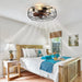 20" Caged Ceiling Fans with Lights and Remote, Flush Mount Bladeless Low Profile, Small Farmhouse Industrial Enclosed Ceiling Fan for Bedroom, Kitchen, Indoor