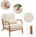 Fine Beige Accent Chairs Set of 2, Upholstered Mid Century Modern Lounge Fabric Chairs Reading Chairs Side Sitting Chair Solid Wood Farmhouse Armchairs for Living Room, Bedroom, Guest Room