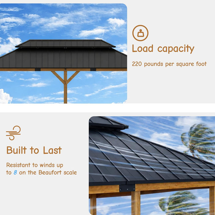 12x20 Hardtop Gazebo Wood Outdoor Pavilion Lockers