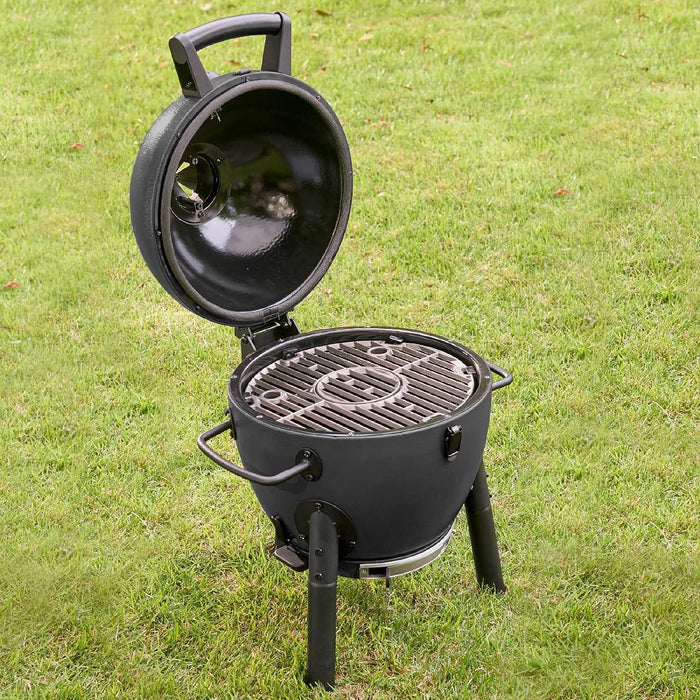 ® AKORN® Jr. Portable Kamado Charcoal Grill and Smoker with Cast Iron Grates and Locking Lid with 155 Cooking Square Inches in Ash, Model E86714