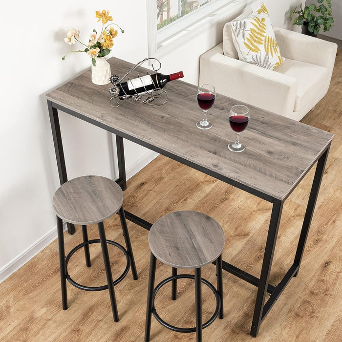 Bar Stools, Set of 2 Bar Chairs, Kitchen round Height Stools with Footrest, Breakfast Bar Stools, Sturdy Steel Frame, for Dining Room, Kitchen, Party, Easy Assembly, Greige BG03BY01