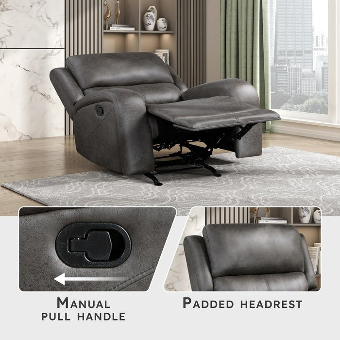 Rocker Recliner Chair, Reclining Rocking Chair, Home Theater Reclining Seat, Manual Recliner Seat for Living Room, Nursery, Bedroom, Office, Apartment, Grey