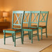 Shelby Traditional Wood X-Back Dining Room Chairs Set of 4, Kitchen Chair, Distressed Teal