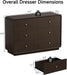 6 Drawer Dresser for Bedroom, 47.2” Wide Modern Chest of Drawers with Curved Profile Design, Wooden Dresser TV Stand with Gold Metal Handles, Large 6 Drawer Dresser for Bedroom, Living Room