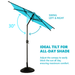 9Ft Outdoor Patio Umbrella W/ Push Button Tilt and Crank, 8 Ribs, Turquoise