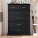 6 Drawer Dresser for Bedroom, 43" Tall Wooden Chest of Drawers, Rustic Farmhouse Dresser with Large Drawers & Metal Handles, Modern Storage Organizer for Closet, Living Room, Hallway, Black