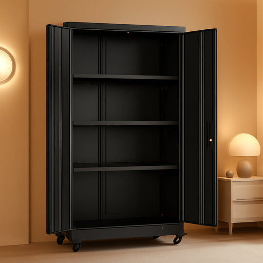 IndustrialGrade 73Inch Black Garage Cabinet Durable