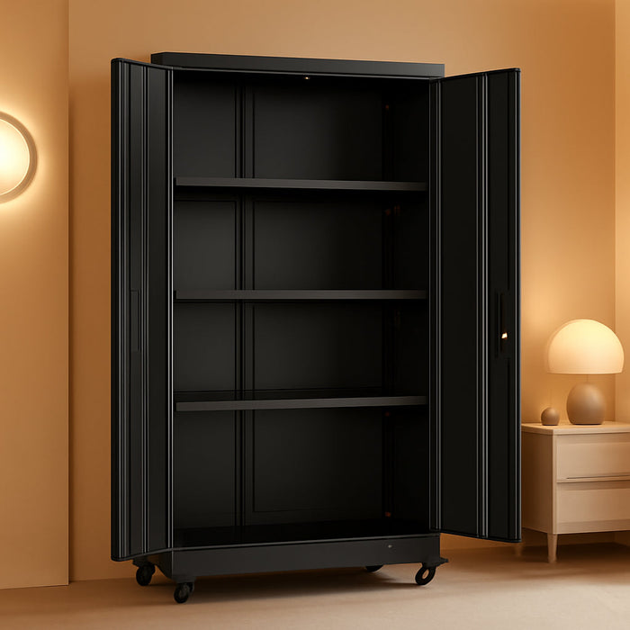 IndustrialGrade 73Inch Black Garage Cabinet Durable