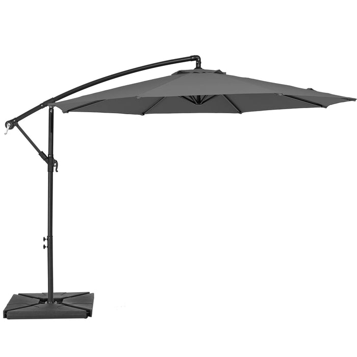 10Ft Heavy Duty Patio Hanging Offset Cantilever Patio Umbrella W/ Base Included, Gray