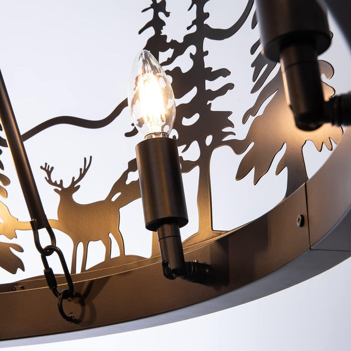 Black Wagon Wheel Chandelier Rustic Farmhouse Light