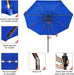 USA 10-Year-Non-Fading 9Ft Market Patio Umbrella, Commercial Grade Table Sun Umbrella with 80 Solar LED Lights, Crank Open, Windproof & UPF 50+ UV Protection for Garden, Deck, Pool, Backyard, Royal Blue
