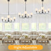 29.52" Black Farmhouse Chandelier with Fabric Shade, 5-Arm Vintage Modern Dining Room Light Fixture, Kitchen Island Pendant Hanging Foyer Light Fixture for Entryway Hallway Living Room over Table