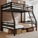 Twin Over Full Bunk Bed HeavyDutyIndustrialStrengthBlack Guardrail