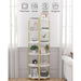 Corner Shelf Stand, Corner Bookshelf, Storage Standing Shelf Unit with Metal Frame, Plant Stand, Corner Bookcase for Living Room, Home Office, Bedroom, 6-Tier White Gold CS06003A