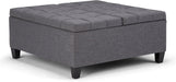 Harrison Coffee Table Storage Ottoman - 36 Inch Wide Upholstered Linen Look Fabric Square Lift-Top Ottoman in Slate Grey, Transitional Ottoman for Living Room with Hidden Storage