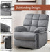 Rocker Recliner Chair, Overstuffed Large Manual Rocking Recliner for Adults, Upholstered Comfy Soft Fabric Living Room Reclining Sofa Chair(Gray)
