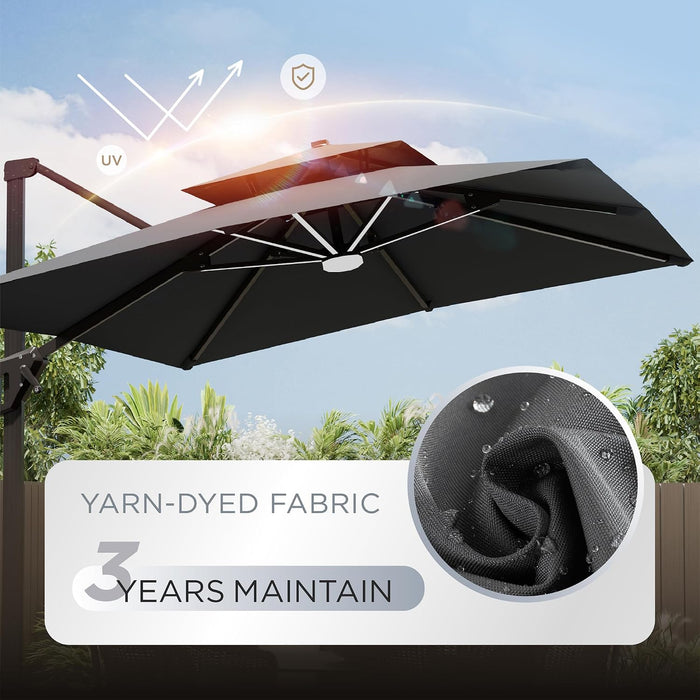 10' X 13 'Patio Umbrella with LED Light Outdoor Cantilever Umbrellas