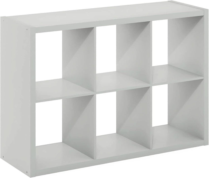 CUBICLE Book Shelf, 6-Cube Bookshelf, Extra Thick Frame Horizontally & Vertically Reversible Bookcase with Open Back, 14.6" X 44" X 30", for Living Room, Bedroom, Home Office, Light Grey