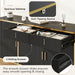 60" Fluted Buffet Cabinet with Storage, Modern Buffets & Sideboard with 2 Drawers, 4 Doors and Adjustable Shelves, Accent Cabinet for Kitchen, Living Room, Hallway, Black