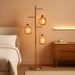Dimmable Boho Floor Lamp - 3 Light Farmhouse Rattan Floor Lamp for Living Room, Industrial Tree Floor Lamps with 3 X 6W LED Bulbs, Rustic Standing Tall Lamp for Bedroom, 68", Gold