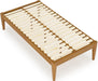 Twin Platform Bed Frame - 16" Wood Mattress Foundation Base, Teak