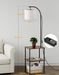 Floor Lamp with Table, Night Stand with Lamp, Narrow Side Table with 3CCT LED Bulb, Small Coffee Table, Modern End Table with Storage Shelves for Living Room Bedroom Home Décor