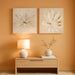 2 Pcs Beige and Gold Flower Wall Art Blooming Flower Abstract Floral Artwork Canvas Print Poster for Living Room Bedroom Office Wall Decor 24"X24"
